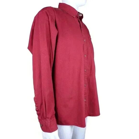 Redhead Large Mens Red 100% Cotton Utility Workwear Oxford Button Up Long Sleeve - Picture 5 of 10